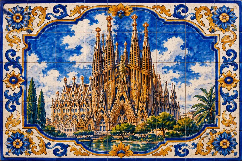 Sagrada Família -basilika ja sen yksityiskohtaiset tornit