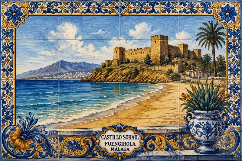 El Castillo -ranta ja Sohailin linnoitus taustalla El Castillo -ranta ja Sohailin linnoitus taustalla