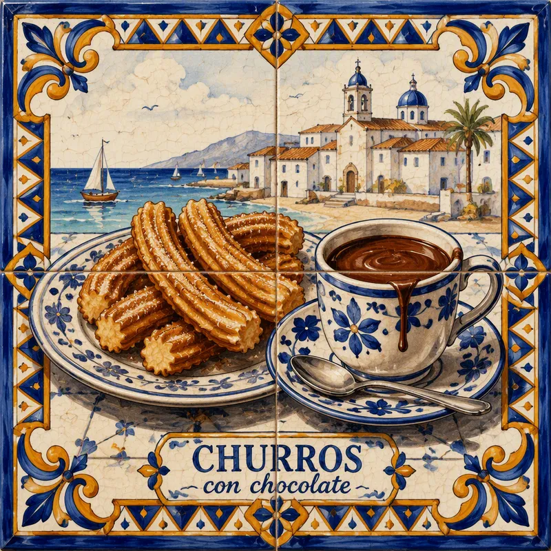 Paikallisia churroja ja suklaakastiketta Paikallisia churroja ja suklaakastiketta