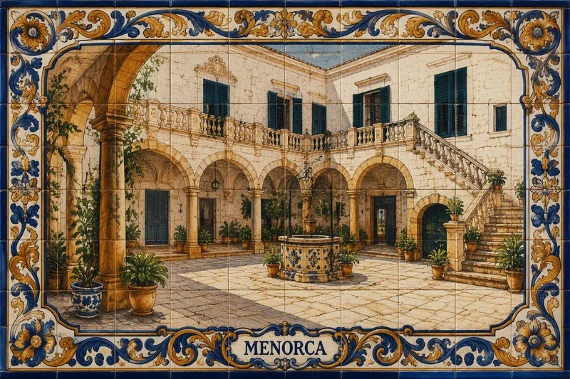 Historiallisen museorakennuksen sisäpiha Menorcalla Historiallisen museorakennuksen sisäpiha Menorcalla