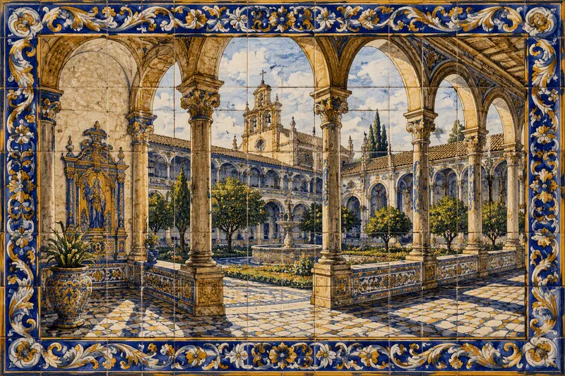 Historiallinen luostaripiha ja pylväskäytävä Historiallinen luostaripiha ja pylväskäytävä