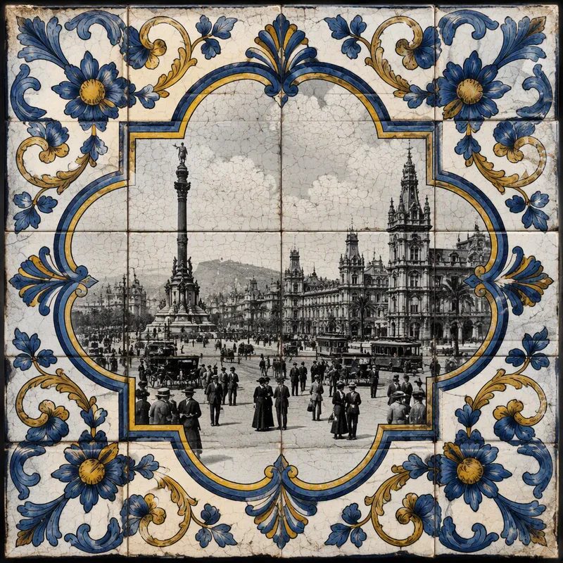 Historiallinen valokuva Barcelonan kaupunkielämästä 1800-luvulla Historiallinen valokuva Barcelonan kaupunkielämästä 1800-luvulla