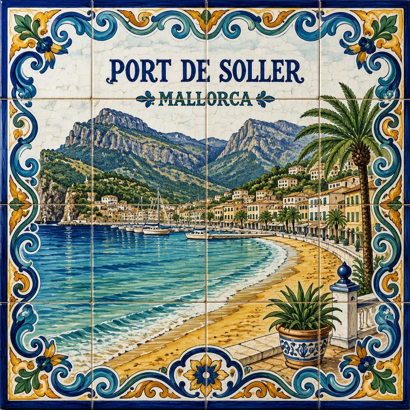 Satamakaupunki ja vuoristomaisemat Port de Sollerissa